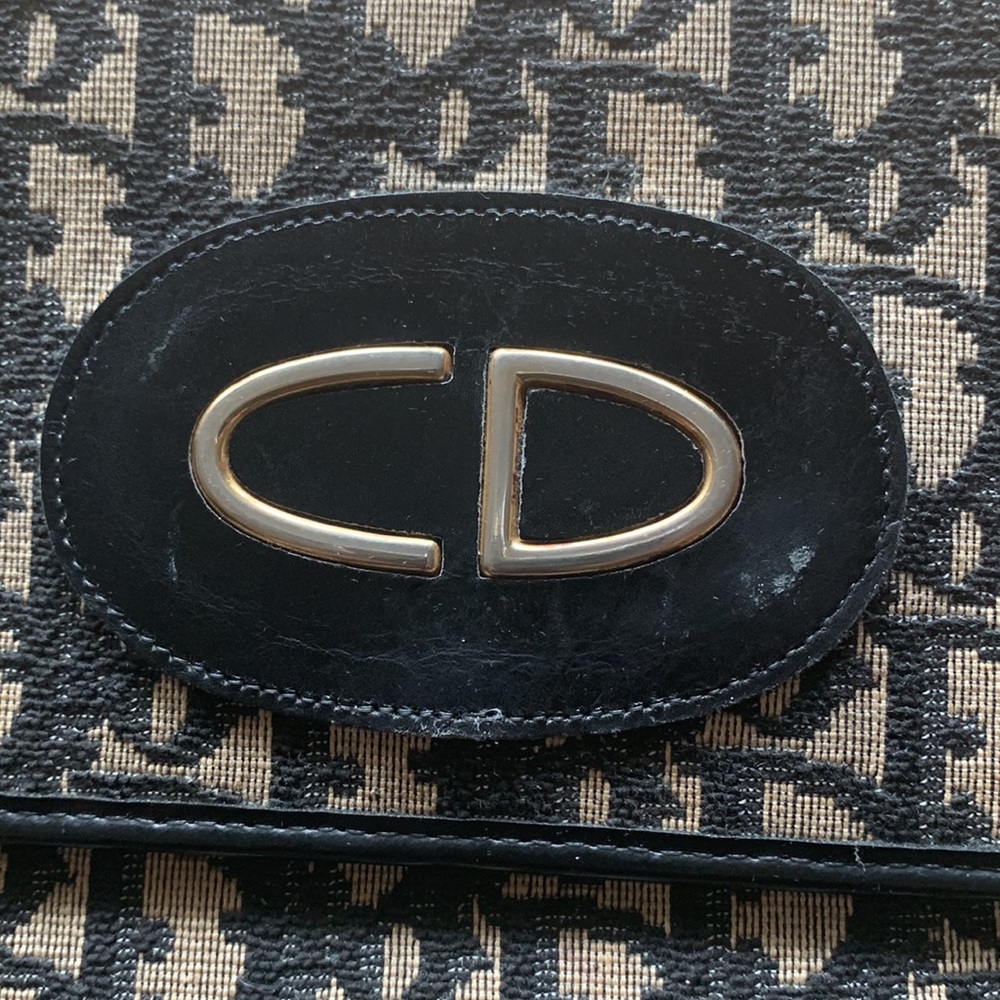 Vintage Christian Dior Trotter Canvas Leather Trim Shoulder Bag. Made in France - Picture 2 of 8